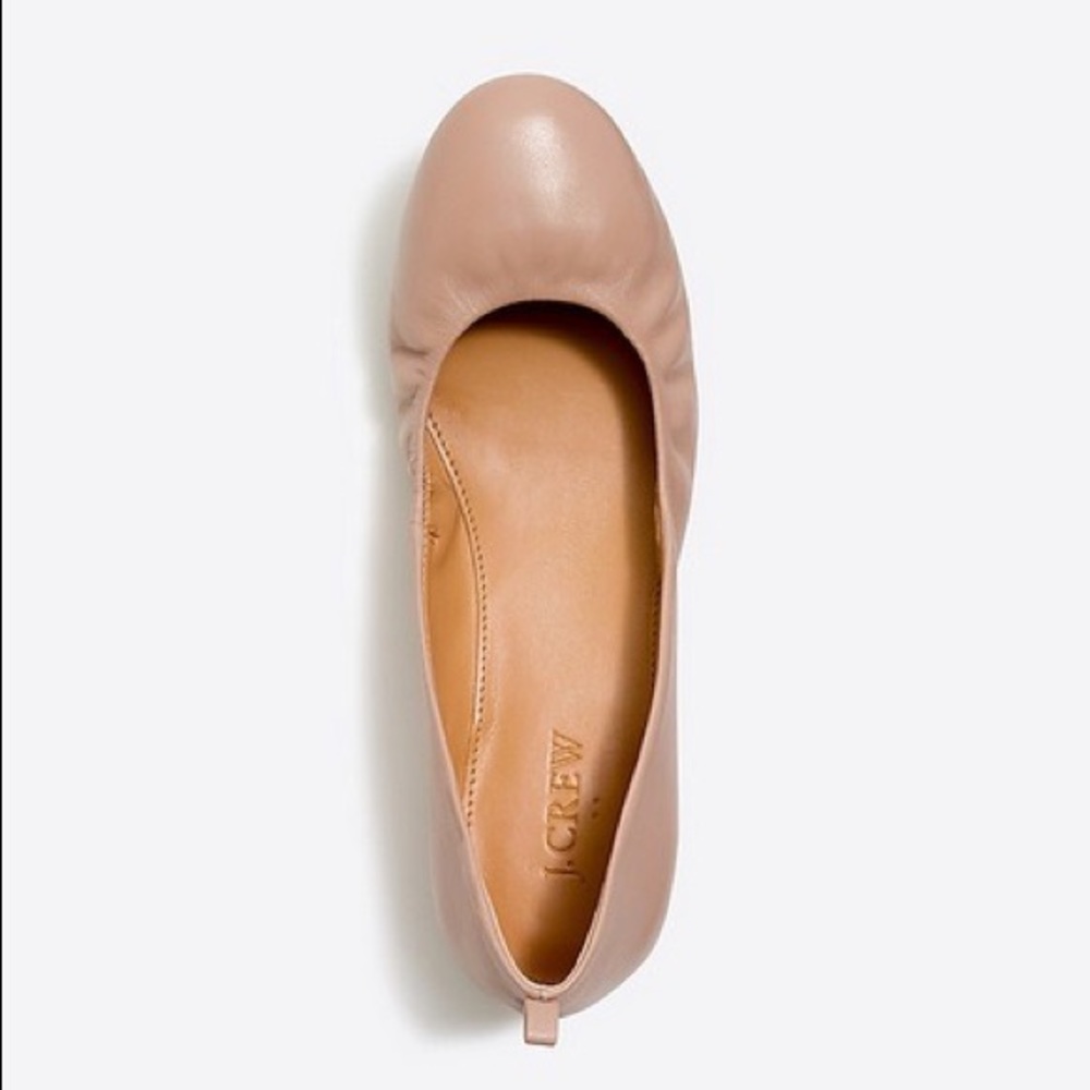 J Crew Anya Leather Nude Ballet Flats Size 8